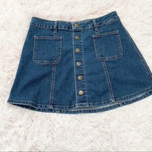 Altar’d State Button Up Denim Skirt Size S